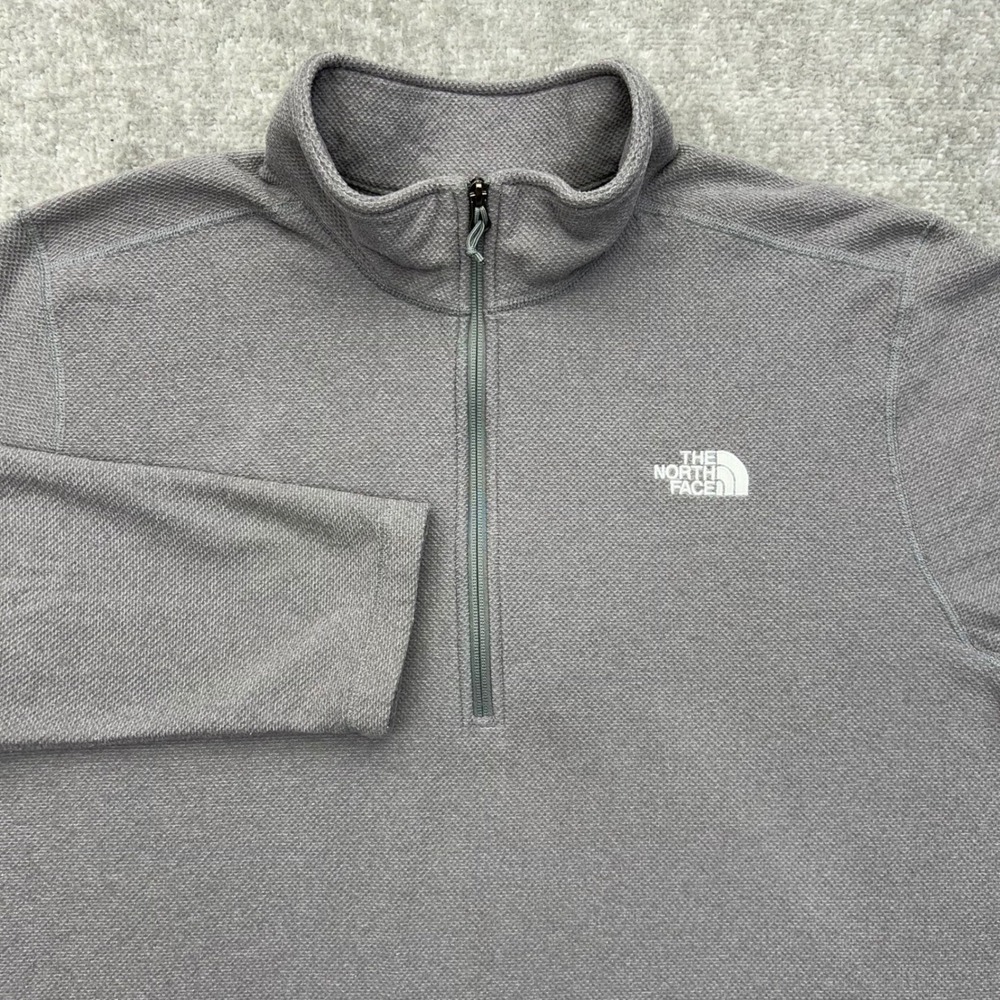 The North Face 1/4 Zip Pullover Mens 2XL Waffle Fleece Sweater Gray Outdoor Hike